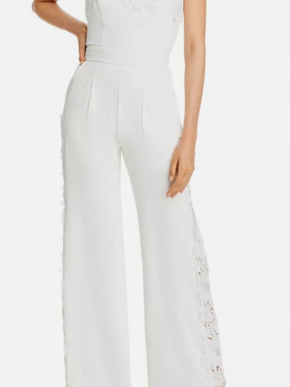 Generation Love Women's White Ebony Strapless Lace Wide Leg Jumpsuit Size 2